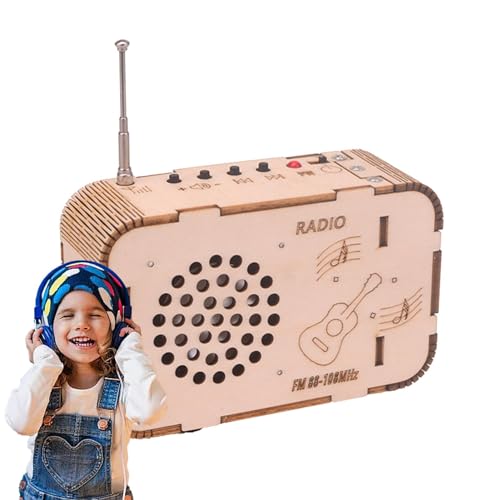 -Radio-Bausatz, FM-Radio-Montagesatz | Holz Radio Elektronisches Lernset,Für Erwachsene und Kinder, tragbares UKW-Radio zum Selbermachen, Abspielen von Audio, Erstellen eines von Lyricalist