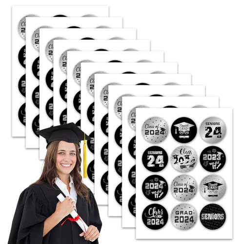 Lyricalist Graduation Stickers - College Graduation Stickers 2024, Waterproof Congrats Grad 2024 Stickers | Self-Adhesive Stickers, Graduation Decorations for College, Sealing Labels Grad Favor von Lyricalist