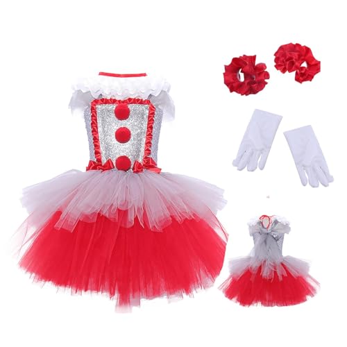 Lyricalist Halloween Dress - Cosplay Costume Children's Mesh Princess Dress Set, Creepy Girls Costume | Creepy Circus Girl Romper For Kids, Princess Birthday Party Dress Up for Cultural Activit von Lyricalist