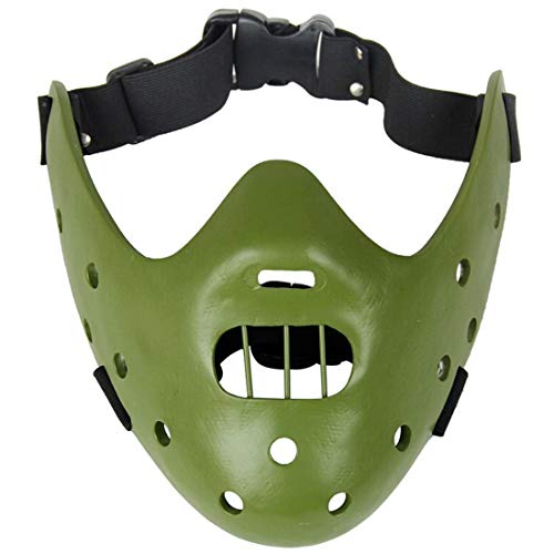 Lyxaof Hannibal Lecter Maske Das Schweigen der Lämmer Maske Kostüm Menschlicher Maulkorb Half Face Killer Cosplay Requisiten für Halloween (Grün) von Lyxaof