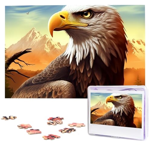 Adler-Puzzles, 1000 Teile, personalisiertes Puzzle für Erwachsene, Fotos, Puzzle für Familie, anspruchsvolles Bilderpuzzle mit Aufbewahrungstasche, Heimdekoration, Puzzle (74,9 x 50 cm) von Lzqpoeas