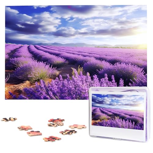 Lavendel-Puzzles, 1000 Teile, personalisiertes Puzzle für Erwachsene, Fotos, Puzzle für Familie, anspruchsvolles Bilderpuzzle mit Aufbewahrungstasche, Heimdekoration, Puzzle (74,9 x 50 cm) von Lzqpoeas