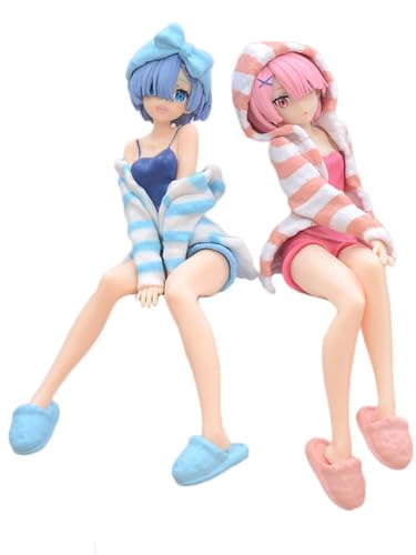 2 Stück/Set RAM REM Figur Remu Ramu Action Figur Statue, Re:0 Figur Anime Mädchen Figuren Katze Dress Up Modell Skulptur PVC Desktop Decoration Sammlerstück Geburtstag Geschenke 15.5CM von Lzrong