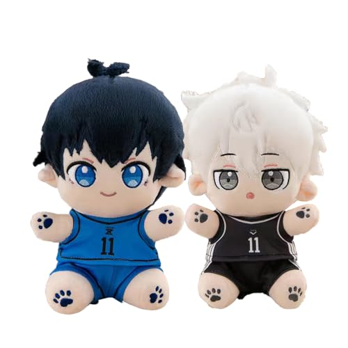 2PCS Blue Lock Soft Figur, Anime Isagi Yoichi Niedlich Baumwoll Kissen, Seishiro Nagi Throw Hug Pillow Herausnehmbares Kleidungsstück, Home Desktop Dekoration Sammlerstücke 22cm von Lzrong