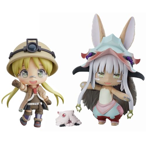 2PCS Made in Abyss: The Golden City of The Scorching Sun Actiongfigur Nanachi Statue, Anime Figuren Made IN Abyss Figur Movable Change Head Accessories Figur Modell Skulptur Decoration 10CM von Lzrong