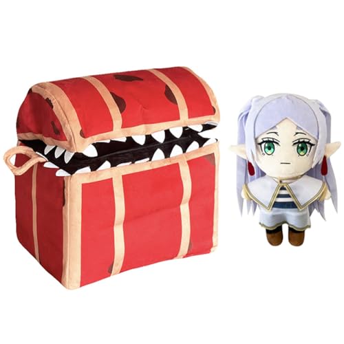 Frieren: Beyond Journey's End Figur Stuffed Puppe Frieren Stoff Puppenkissen Weiche Throw Pillow, Anime Kissen Rote Box Schatzkiste Monster Soft Sofa Büro Dekoration Collectibles Ornamente von Lzrong