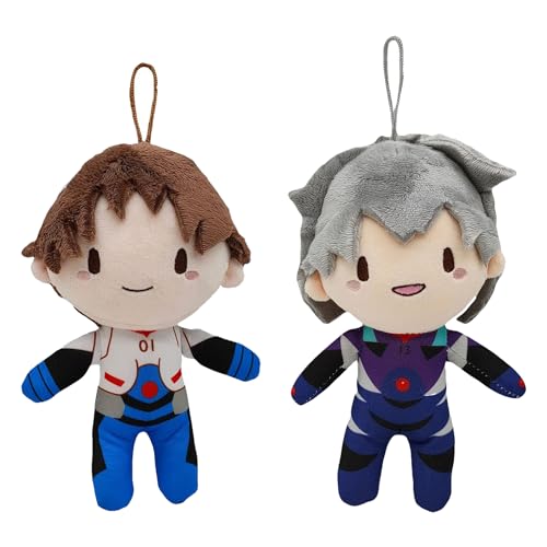 Lzrong 2 Stück/Set Ayanami Rei Stuffed Figur Doll Ikari Shinji Stoffpuppen Asuka Langley Soryu Figur Puppe, Nagisa Kaworu Kissen Anime Throw Pillow Sofa Bett Auto Schlafzimmer Decoration Gift von Lzrong