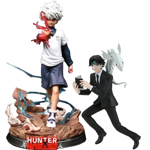 Lzrong 2PCS/Set Anime Killua Zoldyck Figur Statue, Chrollo Lucilfer Actionfigur Collectible Modell Desktop Dekoration Schreibtisch Ornamente Kollektion 17-27cm von Lzrong