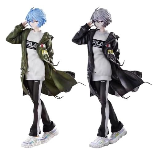 Lzrong 2PCS/Set Ayanami Rei Figur Anime Girl Figuren Statue, Ikari Shinji Actionfigur Whisper of Flower Figur Modell Windbreaker Skulptur Dekoration Sammlerstücke Geschenk 24CM von Lzrong