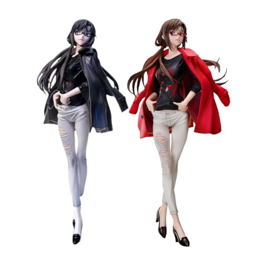 Lzrong 2PCS/Set Ayanami Rei Figur Anime Girl Figuren Statue, Mari Makinami Illustrious Actionfigur Whisper of Flower Figur Modell Trendige Kleidung Skulptur Dekoration Sammlerstücke Geschenk 24CM von Lzrong