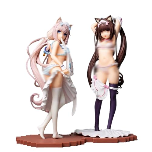 Lzrong 2Pcs Nekopara Figure Chocola und Vanilla wechseln Kleidung Stil Anime Mädchen Modell Statue Desktop Ornamente Sammlerstück Geschenke von Lzrong