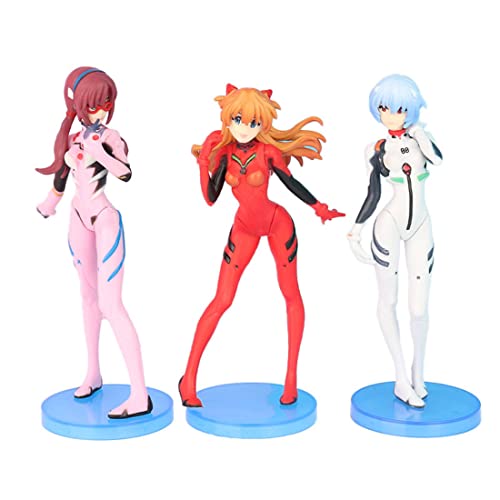 Lzrong 3 Stück/Set Asuka Langley Soryu Figur Anime Girl Figuren Statue, Ayanami Rei Actionfigur Kampfkleid Modell Skulptur Desktop Dekoration Ornament Sammlerstück Geschenk 13CM von Lzrong