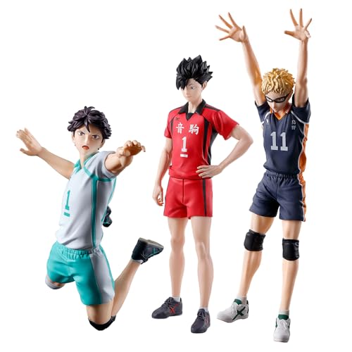 Lzrong 3pcs/Set Haikyuu Figur Tsukishima Kei Figuren Kuroo Tetsurou Statue, Anime Figur Oikawa Tooru Nudelstopper Figur Modell Skulptur, 18CM Desktop Dekoration Ornament Collectibles Geschenk von Lzrong