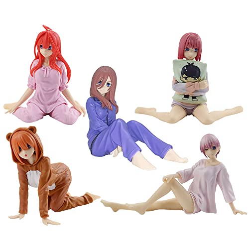 Lzrong 5 Stück Set The Quintessential Quintuplets Figur Anime Charakter Niedliche Pyjama Girl Modellpuppe Statue Desktop Dekor Sammlung Geschenk für Anime Fans von Lzrong