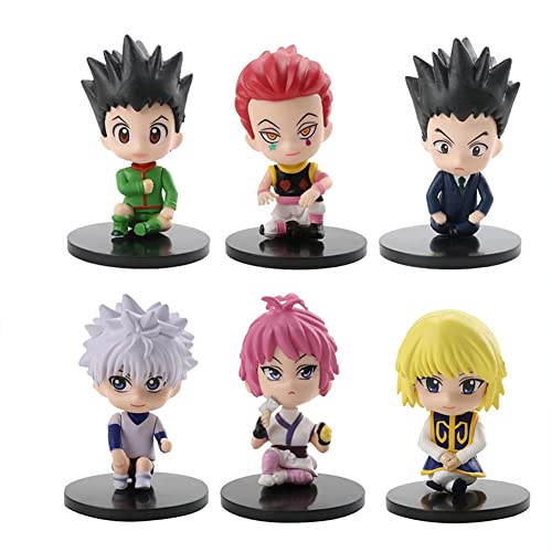 Lzrong 6PCS Anime Hisoka Actionfigur Statue, 8cm Chrollo Lucilfer Killua ZAOLDYECK Beweglich Köpfe Wechselbares Zubehör Stehend Pose Modell, Desktop Dekoration Ornamente Sammlerstücke Fans von Lzrong