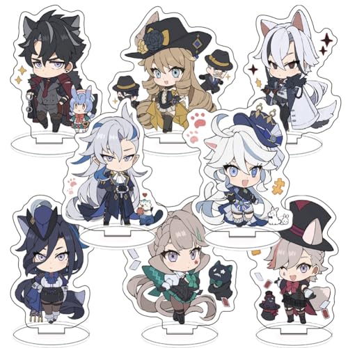 Lzrong 8PCS ZhongLi Acryl Figur Ständer Platte Moedll Set, Anime Xiao Kaedehara Kazuha Acryl Stehendes Schild, Anime Peripherie Auto Desktop Ornamente Kollektionen Dekoration 8cm von Lzrong