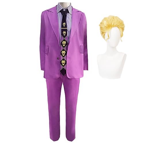 Lzrong Anime Cosplay Kostüm Kira Yoshikage Volle Uniform mit Perücke Killer Queen Rollenspiel Halloween Bühnendrama Anime Partykostüme Fans Geschenke von Lzrong