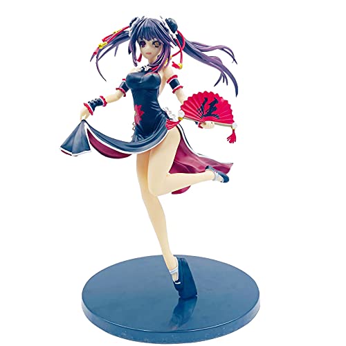 Lzrong Anime Date A Live Figur Tokisaki Kurumi Figuren, 24cm Tanzfan Stehende Blau Cheongsam Girl Figure Modell Spielfigure Skulptur Desktop Decoration Ornament Sammlerstück Gifts Fans von Lzrong