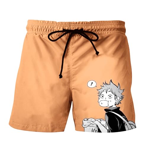 Lzrong Haikyuu Anime Figur Boardshorts Shoyo Hinata Kinder Teenager Sommer Schwimmen schnell trocknendeStrandshorts 3D druckt Erwachsene Shorts für Paare von Lzrong