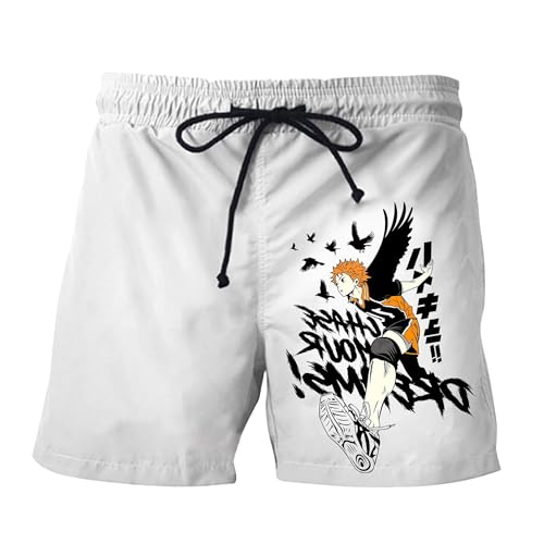 Lzrong Haikyuu Anime Figur Boardshorts Shoyo Hinata Kinder Teenager Sommer Schwimmen schnell trocknendeStrandshorts 3D druckt Erwachsene Shorts für Paare von Lzrong