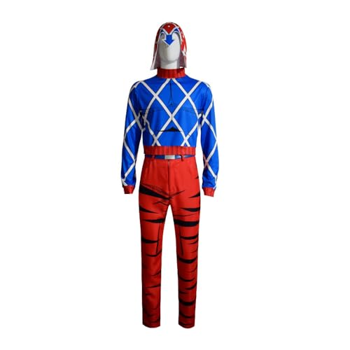 Lzrong Anime JJBA Guīdo Mista Cosplay Kostüm, Oberteil, Hose, Gürtel, Hut Outfit Komplett Set mit Kopfbedeckung, Rollenspiel, Requisiten für Halloween, Karneval, Party von Lzrong