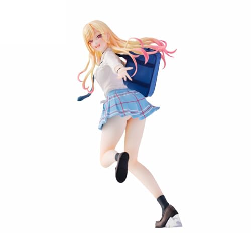 Lzrong Anime My Dress-Up Darling Figur Statue, 19cm Kitagawa Marin Figuren Modell JK Schuluniform Stehende Pose After School Skulptur Sammlerstück Desktop Dekoration Ornamente Gift Fans von Lzrong