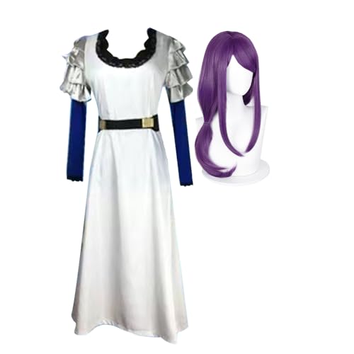 Lzrong Anime Tokyo Ghoul Cosplay Kostüm Set, Kamishiro Rize Weißes Kleid Outfit mit Perücken Brille, Anime Party Rollenspiel Bühne Performance Rock Anzug Vollständiges von Lzrong