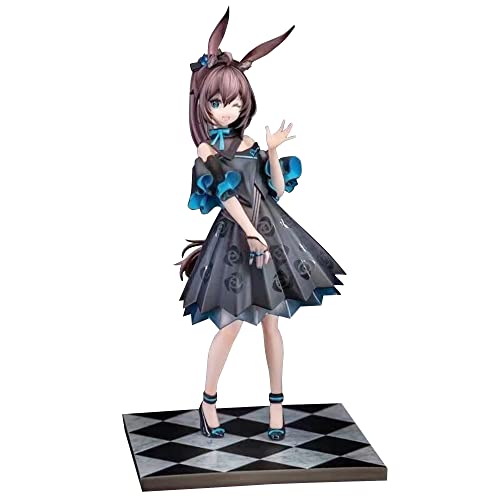 Lzrong Arknights Amiya Figur Modell, 18CM PVC Anime Spiel Arknights Figuren Skulptur Bunny Girl Blau Schwarzes Kleid Sitzende Position Statue, Sammlerstücke Desktop Dekoration Ornament Fans von Lzrong