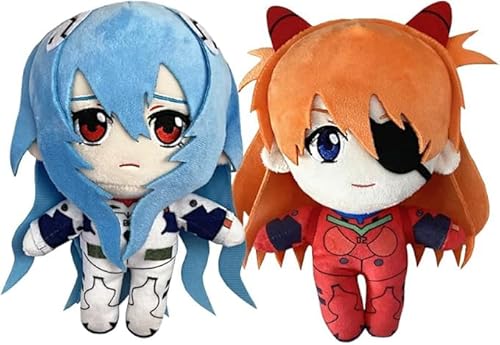 Lzrong Ayanami Rei Figur Stuffed Stoffpuppen Figur Asuka Langley Soryu, Ayanami Rei Kissen Asuka Langley Soryu Pillow, 20CM Anime Game Throw Pillow Sofa Bett Auto Zimmer Decoration Ornament Gift von Lzrong