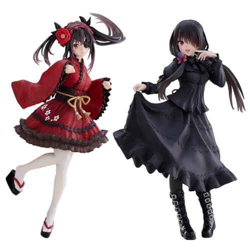 Lzrong Date A LIVE Anime Figur Modell, Tokisaki Kurumi Rotes Schwarzes Kleid Augenmaske Stil Niedlich Girl Figuren Statue, 20cm, Skulptur Collection Ornaments Desktop Weihnachts Dekoration Fans von Lzrong