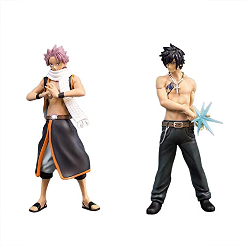 Lzrong Fairy Tail Figurine Modell, Natsu Dragneel Actionfigure Statue Anime Character Lucy Heartfilia Handgemachte Sculpture Display Desktop Dekoration Sammlerstück 16cm von Lzrong