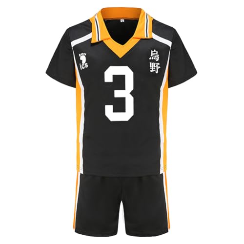 Lzrong Haikyuu Cosplay Karasuno weiterführende Schule Uniform Herren Volleyball Training Sportuniformen Kurze Ärmel Shorts Full Set von Lzrong