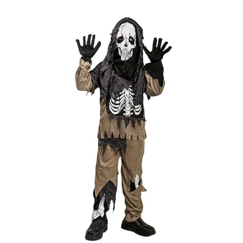 Lzrong Halloween Kostüm Skelett Jacke, Hose, Masken Set, Halloween Horror Cosplay Kostüm Outfit Gruselmasken Cosplay Accessories für Karneval Party Masquerade Performance Geschenk Fans von Lzrong