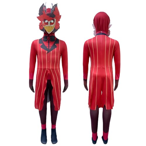 Lzrong Hazbin Hotel Cosplay Overall Anzug Alastor Anime Jumpsuit Full Set Karneval Halloween Kostüme für Unisex Erwachsene 110cm-180cm von Lzrong