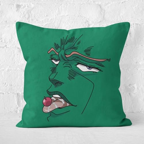 Lzrong JJBA Figur Kissen Soft Throw Pillows Giorno Giovanna Kissen Gefülltes,Anime Kissen Kujo Jotaro Nickerchenkissen Sofakissen Bett Büro Dekokissen Sammlerstück Ornamente 40 * 40cm von Lzrong