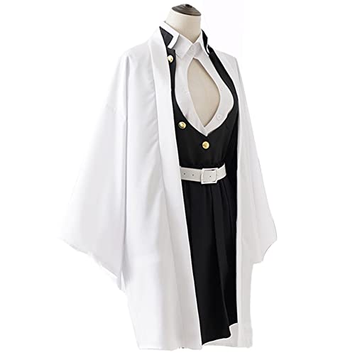 Lzrong Kanroji Mitsuri Cosplay Kostüm, Kimono Weiße Roben Schwarz Kleider Anime Rollenspiel Anzug Komplettes Set, Halloween Karneval Party Outfit Erwachsene von Lzrong