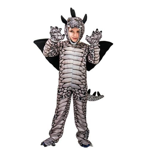 Lzrong Unisex Dinosaurier Cosplay Kostüm Set-Dinosaurier Jumpsuit mit Kapuze Halloween Karneval party Bühnenaufführung Cosplay Kostüm Outfit Pyjama Schlafanzug von Lzrong