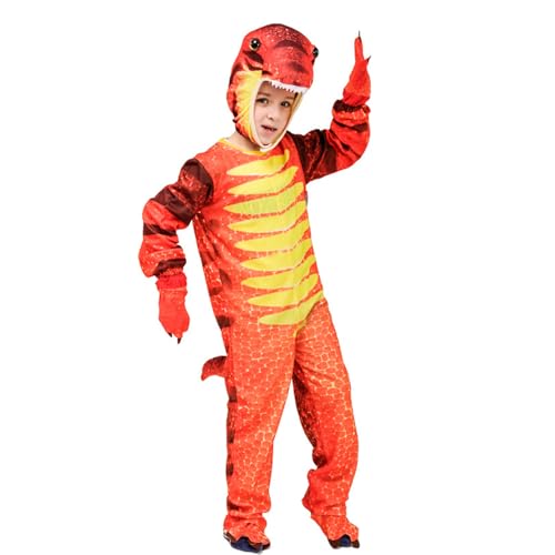 Lzrong Unisex Dinosaurier Cosplay Kostüm Set-Dinosaurier Jumpsuit mit Kapuze Halloween Karneval party Bühnenaufführung Cosplay Kostüm Outfit Pyjama Schlafanzug von Lzrong