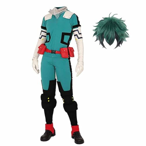 Lzrong MHA Kostüm Manga Cosplay Midoriya Izuku Vollständige Kampfuniform Cosplay Weihnachten Halloween für Männer Jungen mit Wig von Lzrong