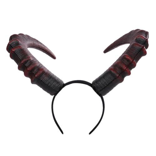 Lzrong Mittelalterlicher Stil Große Dämonen Hörner Teufelshörner Schafhorn Haarreifen Zubehör Requisiten, Teufel Kopfbedeckung Haarband Halloween Karneval Cosplay Kostüm Accessoire von Lzrong