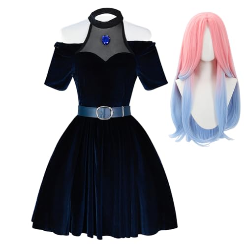 Lzrong Mizi Cosplay Kostüm, Mizi Kleid Schwarz Kurzarm Kleid Frauen Cosplay Kostüm Uniform Rock Anzug Anime Cosplay Kostüm Halloween Karneval Party von Lzrong