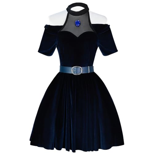 Lzrong Mizi Cosplay Kostüm, Mizi Kleid Schwarz Kurzarm Kleid Frauen Cosplay Kostüm Uniform Rock Anzug Anime Cosplay Kostüm Halloween Karneval Party von Lzrong