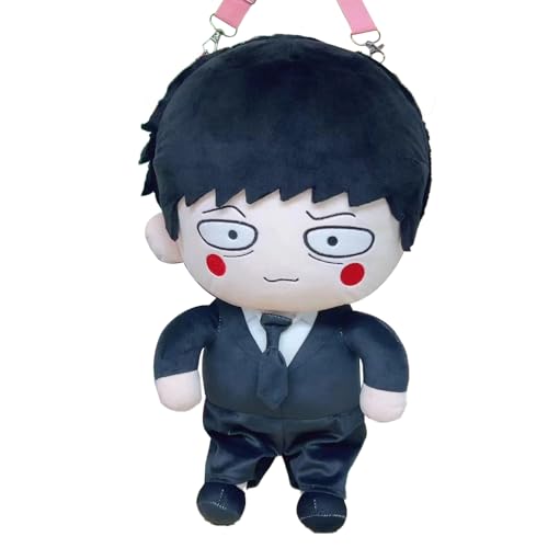 Lzrong Mob Psycho 100 Weiche Anime Figure Rucksack, Kageyama Shigeo Soft Figurien Throw Pillow, Reigen Arataka Niedlich Kissen, 46cm Taschen Schultasche Backpack Bag Sammlerstücke Fans von Lzrong