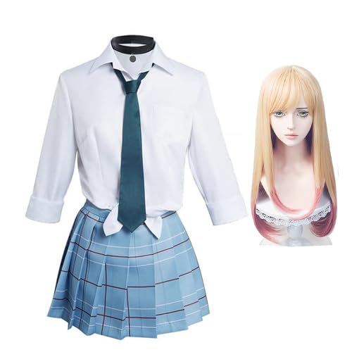 Lzrong My Dress-Up Darling Cosplay Kitagawa Marin Cosplay Kostüm, JK Uniform Hemden Rock Anzug Komplettes Set Halloween Weihnachten Karneval Anime Party Outfits Geschenke für Damen von Lzrong