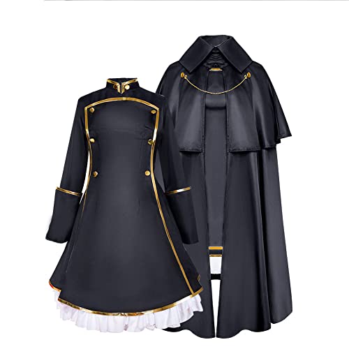 Lzrong My Dress-Up Darling Cosplay Kostüm Inui Sajuna Cosplay Outfits, Anime Kitagawa Marin Cosplay Kostüm Schwarz Uniform Kleid Umhang Mantel mit Hut Halloween Karneval Party für Damen von Lzrong