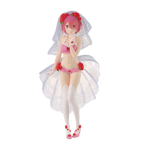 RAM REM Figur Remu Ramu Action Figur Statue, Re:0 Figur Anime Mädchen Figuren Hochzeitskleid Dress Up Modell Skulptur DecorationSammlerstück Weihnachten Geburtstag Geschenke 24CM von Lzrong