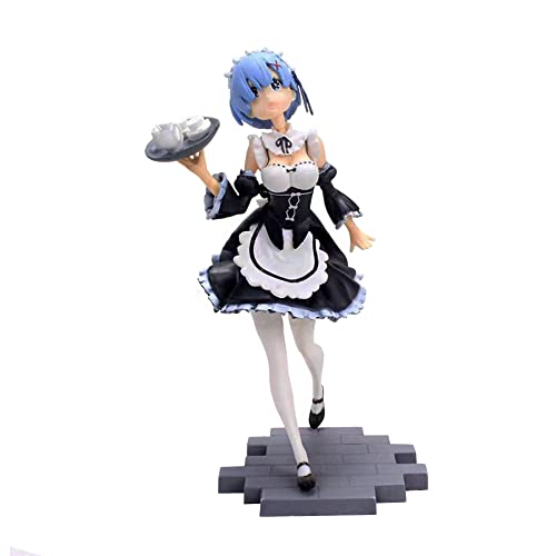 Lzrong Re:0 Figur Remu Figurien Ramu Statue, 17.5cm RAM REM Figure Anime Figur Modell Maid Outfit Stehend Pose Skulptur, Computer Desktop Dekoration Ornamente Collectible Fans Gift von Lzrong