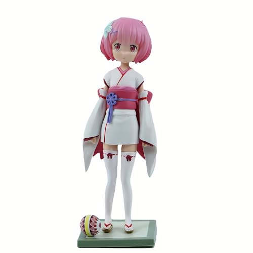 Lzrong Re:0 Figur Remu Figurien Ramu Statue, 18cm RAM REM Figure Anime Figur Modell Kimono Rosa Blau Stehend Pose Skulptur, Computer Desktop Dekoration Ornamente Collectible Fans Gift von Lzrong