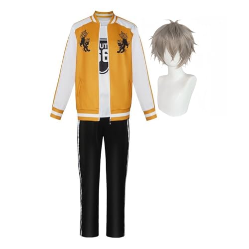 Lzrong Togame Jo Cosplay Kostüme Tomiyama Choji Cosplay Sako Katze Herrenkostüme, Togame Jo Sweatshirt gelbe Jacke Schwarz Hose Uniform Komplettset, Anime Cosplay Halloween Kleidung Weihnachten von Lzrong