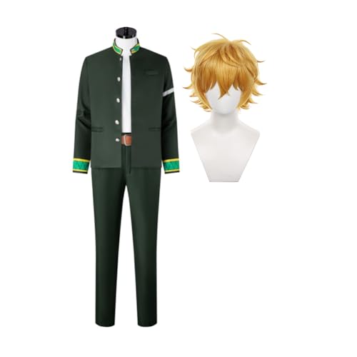 Lzrong WIND BREAKER Cosplay Kostüm Set, Anime Nirei Akihiko Grüner Schuluniform Halloween Weihnachten Karneval Bühnenaufführung Outfit Komplettes Anzug mit Perücken von Lzrong